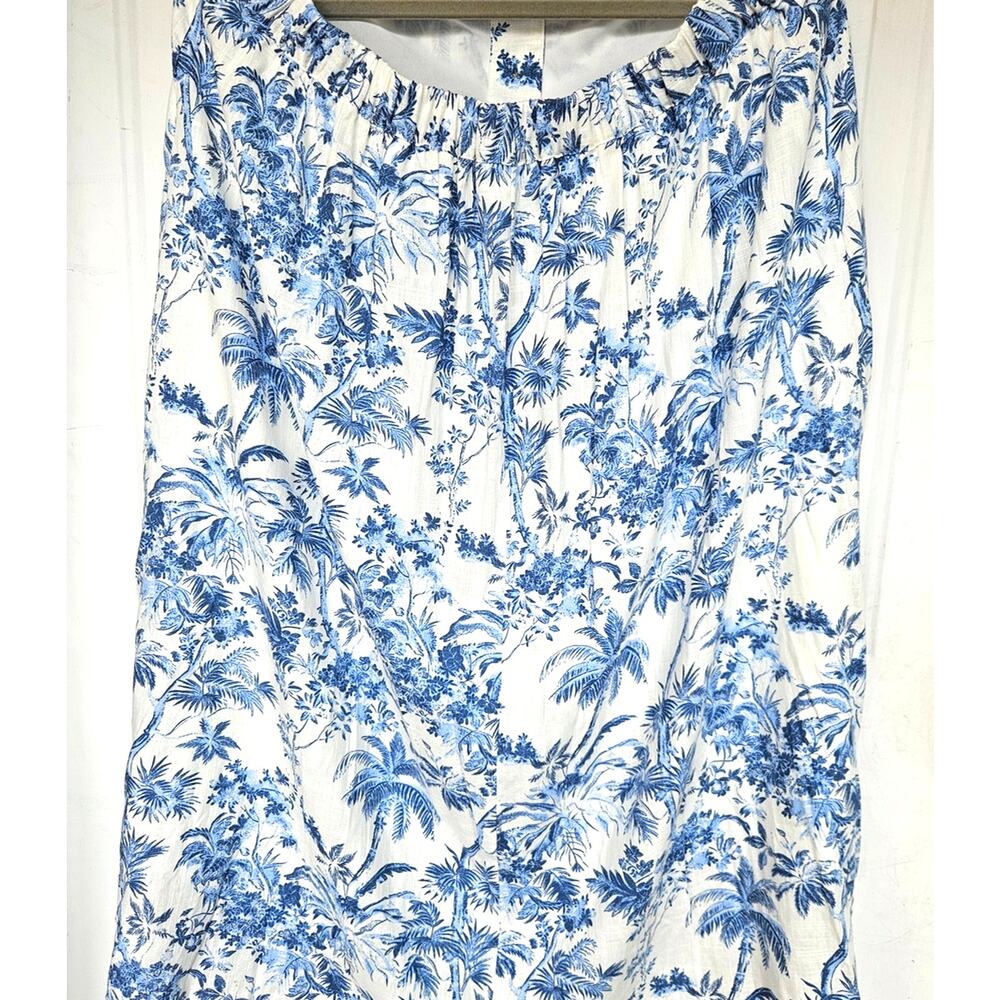 LC Lauren Conrad Linen Blend Tropical Blue and White A-Line Skirt - Picture 2 of 6